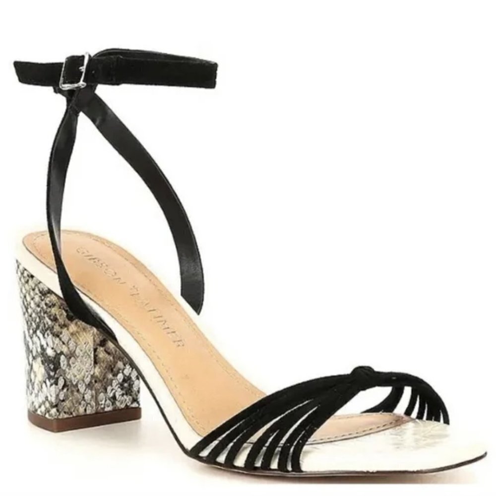 NEW Gibson & Latimer Cordelia Strappy Snakeskin Block Heel Sandals Sz. 6…